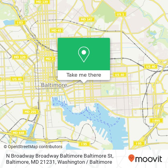 N Broadway Broadway Baltimore Baltimore St, Baltimore, MD 21231 map