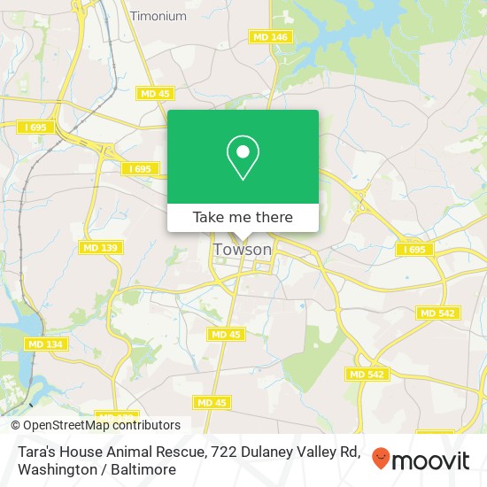 Mapa de Tara's House Animal Rescue, 722 Dulaney Valley Rd