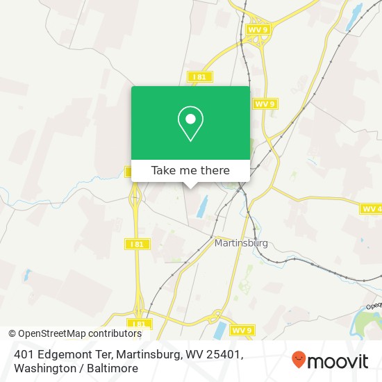 Mapa de 401 Edgemont Ter, Martinsburg, WV 25401