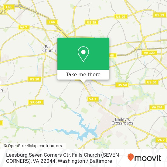 Leesburg Seven Corners Ctr, Falls Church (SEVEN CORNERS), VA 22044 map
