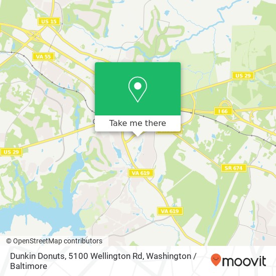 Mapa de Dunkin Donuts, 5100 Wellington Rd