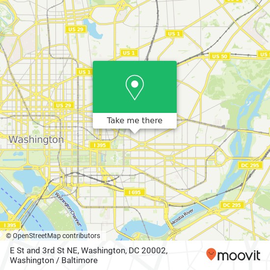 Mapa de E St and 3rd St NE, Washington, DC 20002