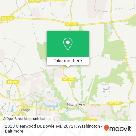 Mapa de 2020 Clearwood Dr, Bowie, MD 20721