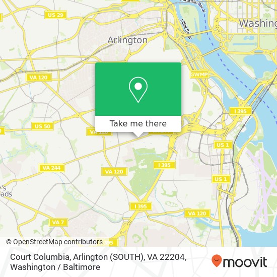 Mapa de Court Columbia, Arlington (SOUTH), VA 22204
