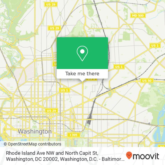 Mapa de Rhode Island Ave NW and North Capit St, Washington, DC 20002