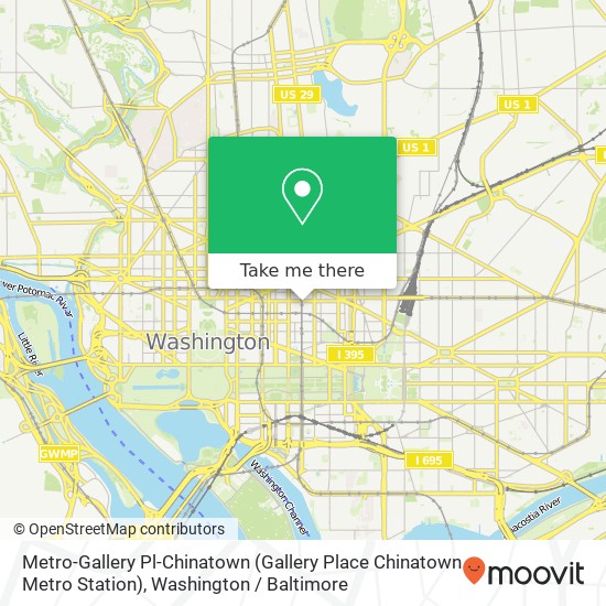 Mapa de Metro-Gallery Pl-Chinatown (Gallery Place Chinatown Metro Station)
