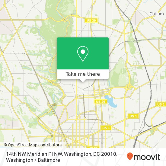 Mapa de 14th NW Meridian Pl NW, Washington, DC 20010