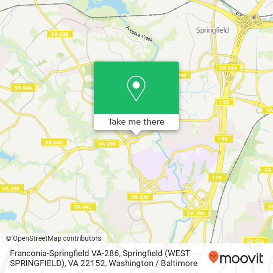 Franconia-Springfield VA-286, Springfield (WEST SPRINGFIELD), VA 22152 map