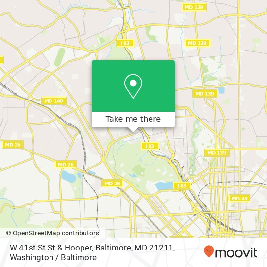 Mapa de W 41st St St & Hooper, Baltimore, MD 21211