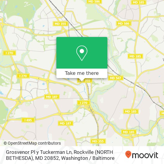 Mapa de Grosvenor Pl y Tuckerman Ln, Rockville (NORTH BETHESDA), MD 20852