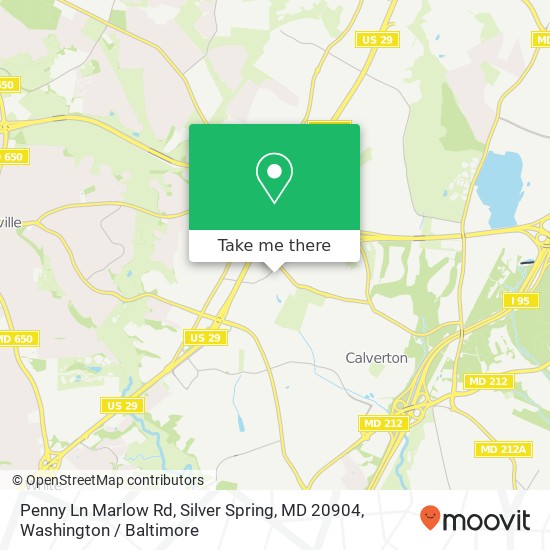 Mapa de Penny Ln Marlow Rd, Silver Spring, MD 20904