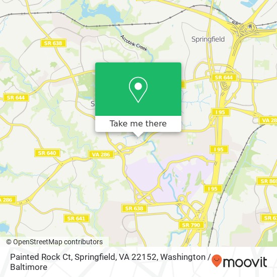 Mapa de Painted Rock Ct, Springfield, VA 22152
