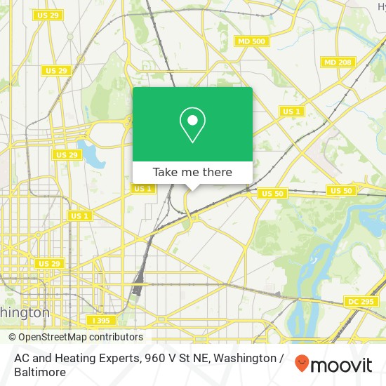 Mapa de AC and Heating Experts, 960 V St NE