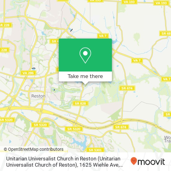 Mapa de Unitarian Universalist Church in Reston (Unitarian Universalist Church of Reston), 1625 Wiehle Ave