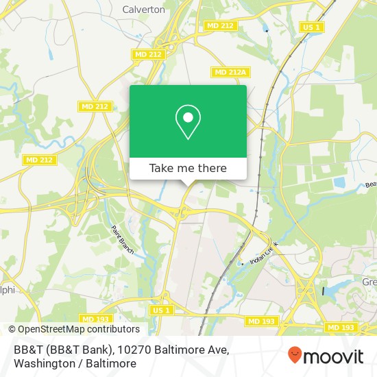 Mapa de BB&T (BB&T Bank), 10270 Baltimore Ave