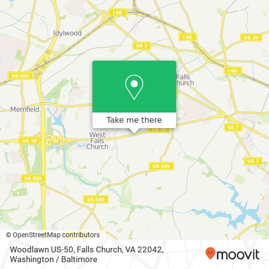 Mapa de Woodlawn US-50, Falls Church, VA 22042