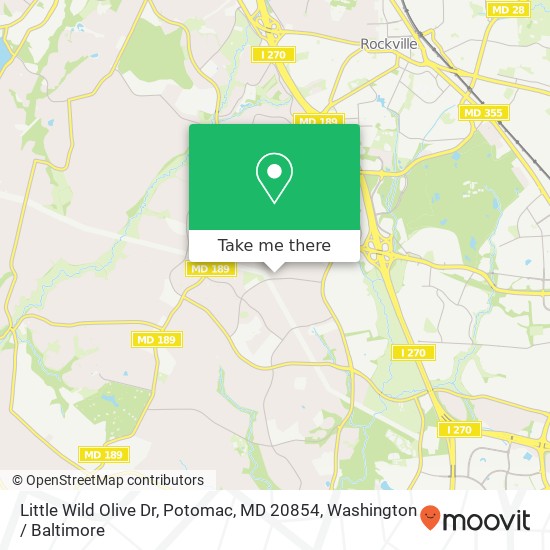 Mapa de Little Wild Olive Dr, Potomac, MD 20854