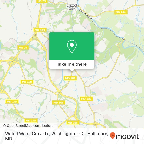 Mapa de Waterl Water Grove Ln, Ellicott City, MD 21043