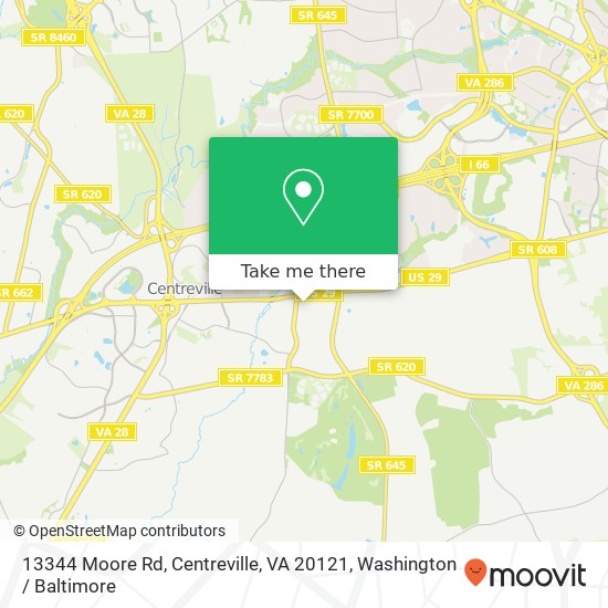 Mapa de 13344 Moore Rd, Centreville, VA 20121