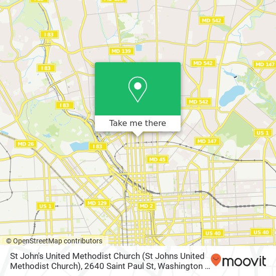 Mapa de St John's United Methodist Church (St Johns United Methodist Church), 2640 Saint Paul St