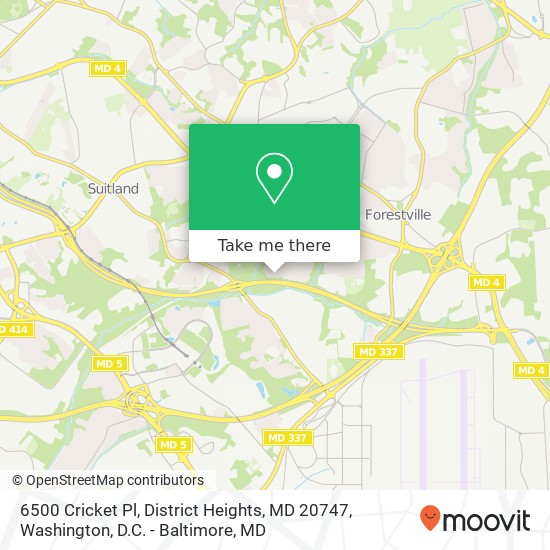 Mapa de 6500 Cricket Pl, District Heights, MD 20747