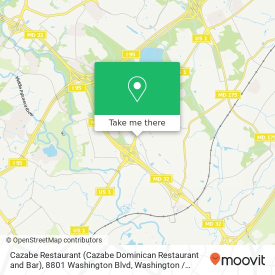 Mapa de Cazabe Restaurant (Cazabe Dominican Restaurant and Bar), 8801 Washington Blvd