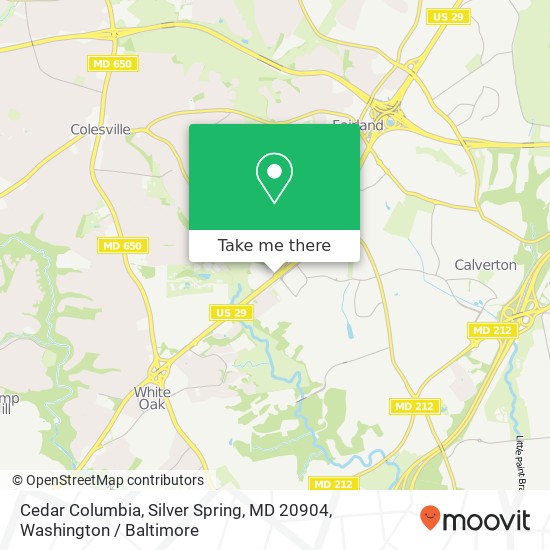 Cedar Columbia, Silver Spring, MD 20904 map