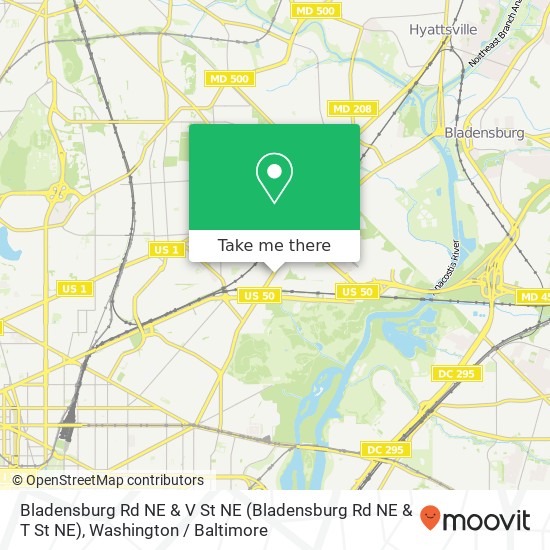 Bladensburg Rd NE & V St NE map
