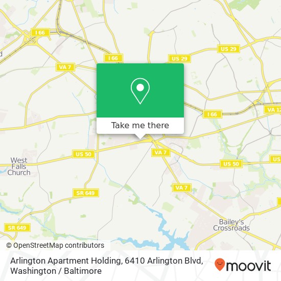 Arlington Apartment Holding, 6410 Arlington Blvd map