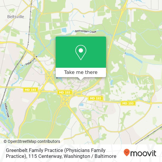 Mapa de Greenbelt Family Practice (Physicians Family Practice), 115 Centerway