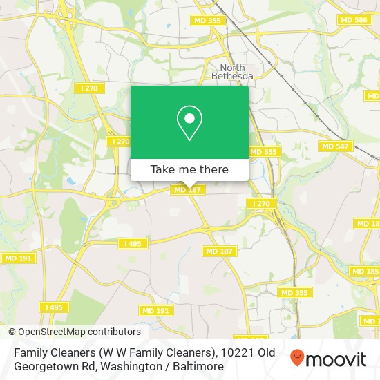 Family Cleaners (W W Family Cleaners), 10221 Old Georgetown Rd map