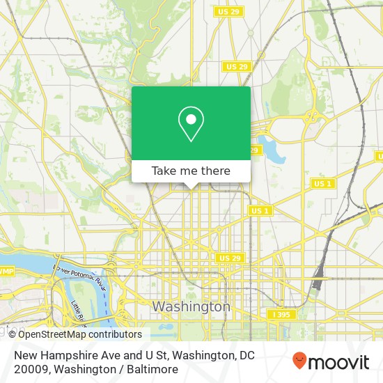 Mapa de New Hampshire Ave and U St, Washington, DC 20009