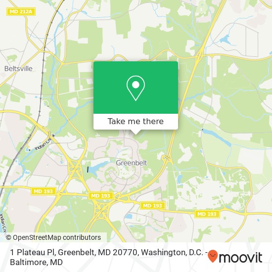 Mapa de 1 Plateau Pl, Greenbelt, MD 20770