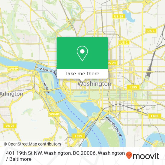 Mapa de 401 19th St NW, Washington, DC 20006