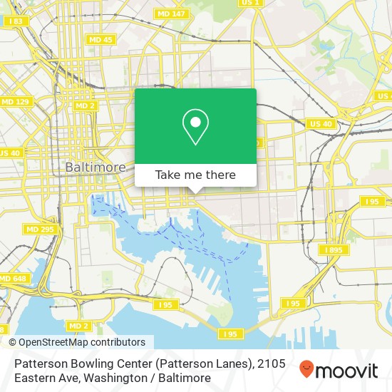Mapa de Patterson Bowling Center (Patterson Lanes), 2105 Eastern Ave