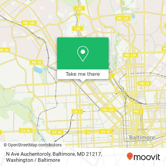 Mapa de N Ave Auchentoroly, Baltimore, MD 21217