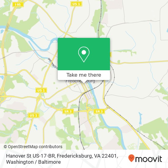 Mapa de Hanover St US-17-BR, Fredericksburg, VA 22401