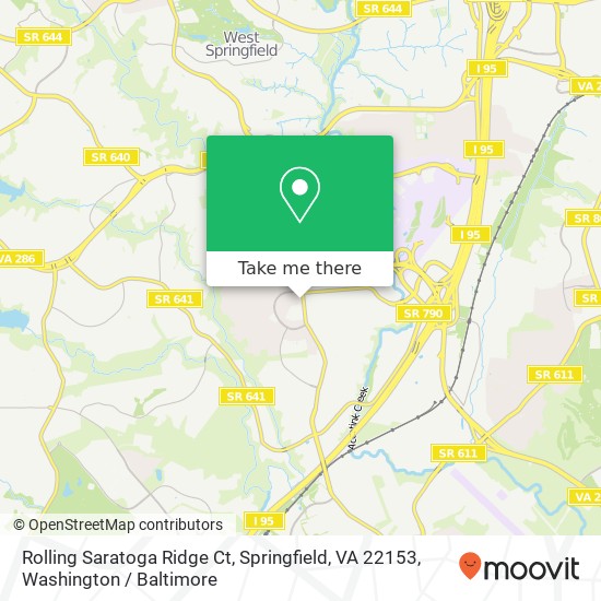 Mapa de Rolling Saratoga Ridge Ct, Springfield, VA 22153