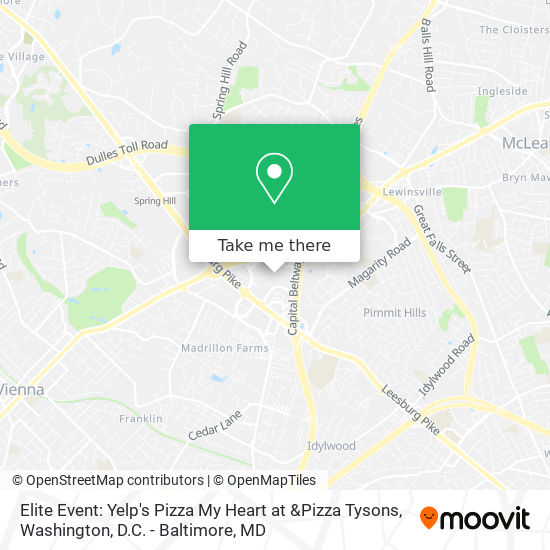 Mapa de Elite Event: Yelp's Pizza My Heart at &Pizza Tysons