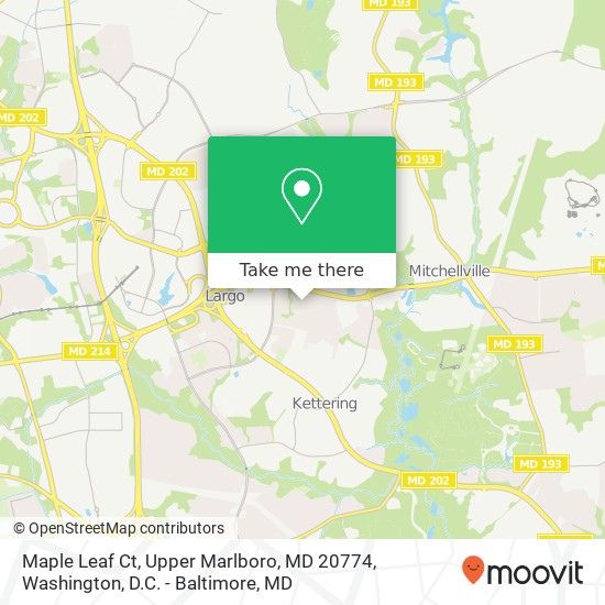 Mapa de Maple Leaf Ct, Upper Marlboro, MD 20774