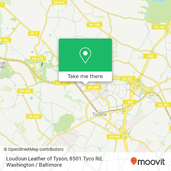 Loudoun Leather of Tyson, 8501 Tyco Rd map