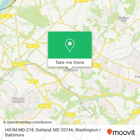 Hill Rd MD-218, Suitland, MD 20746 map