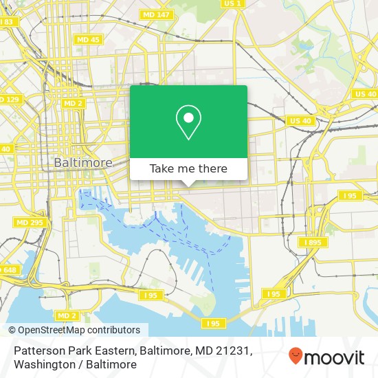 Mapa de Patterson Park Eastern, Baltimore, MD 21231