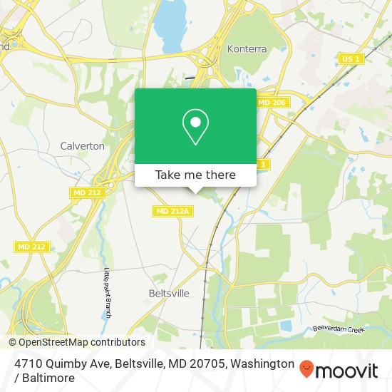 Mapa de 4710 Quimby Ave, Beltsville, MD 20705