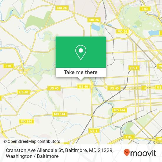 Mapa de Cranston Ave Allendale St, Baltimore, MD 21229