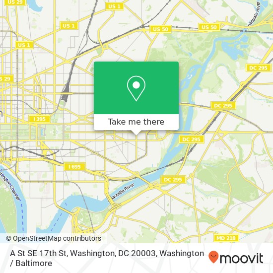 Mapa de A St SE 17th St, Washington, DC 20003