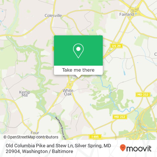 Old Columbia Pike and Stew Ln, Silver Spring, MD 20904 map