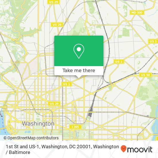 1st St and US-1, Washington, DC 20001 map
