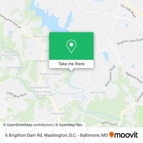 Mapa de 6 Brighton Dam Rd, Brookeville, MD 20833