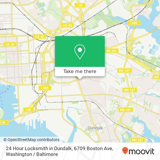 24 Hour Locksmith in Dundalk, 6709 Boston Ave map